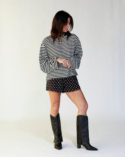 MOONLIT STRIPED LONG SLEEVE TOP