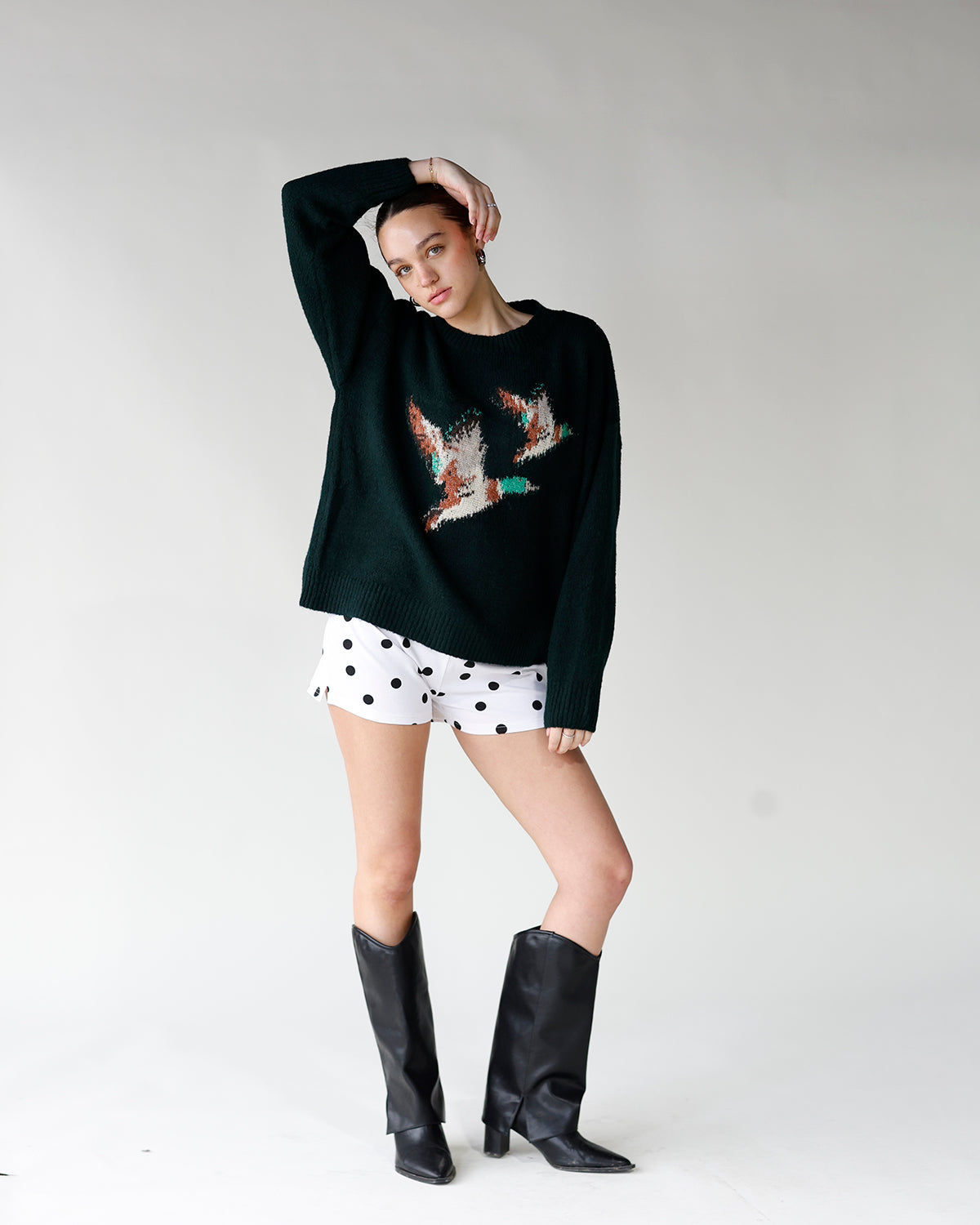 forest green long sleeve duck sweater women's duck sweater dark green long sleeve sweater