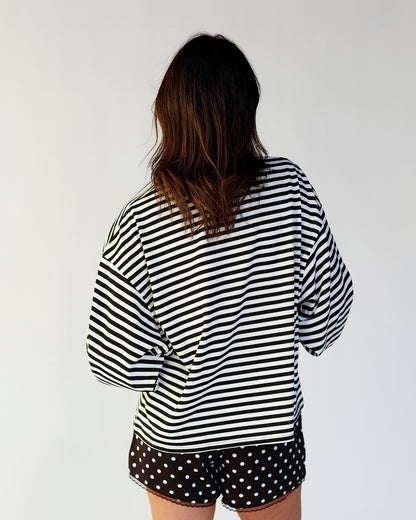 THE WINE DOWN LONG SLEEVE TOP X BLACK