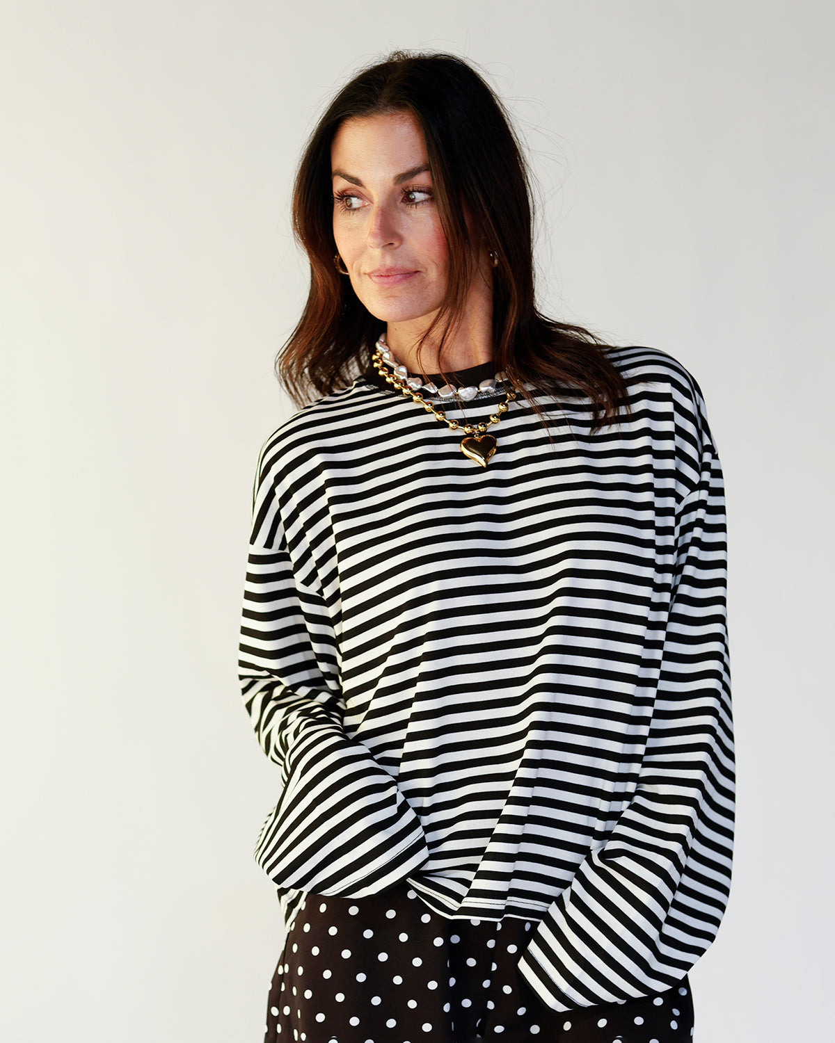 black and white striped top long sleeve top casual top everyday long sleeve