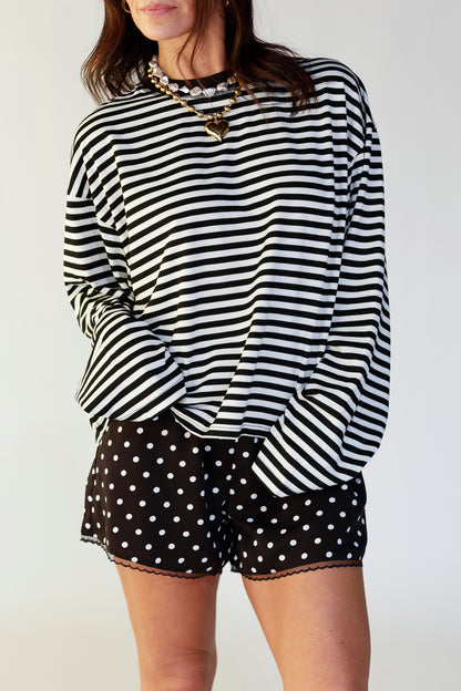 THE WINE DOWN LONG SLEEVE TOP X BLACK