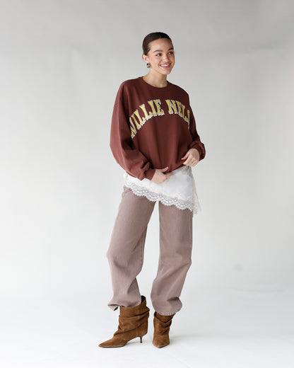 brown willie nelson daydreamer graphic crewneck women's graphic crewneck sweatshirt