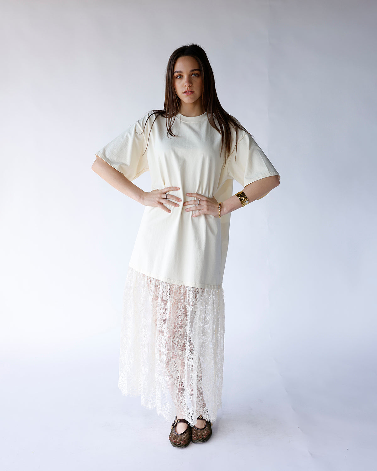 HIP IVORY MUSE SHEER LACE MAXI DRESS