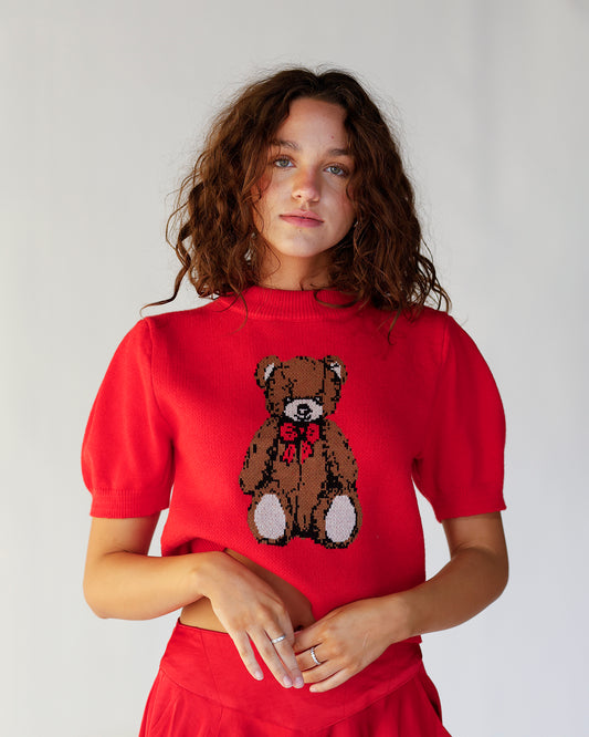 teddy bear sweater red sweater sweater for the holidays perfect holiday sweater 