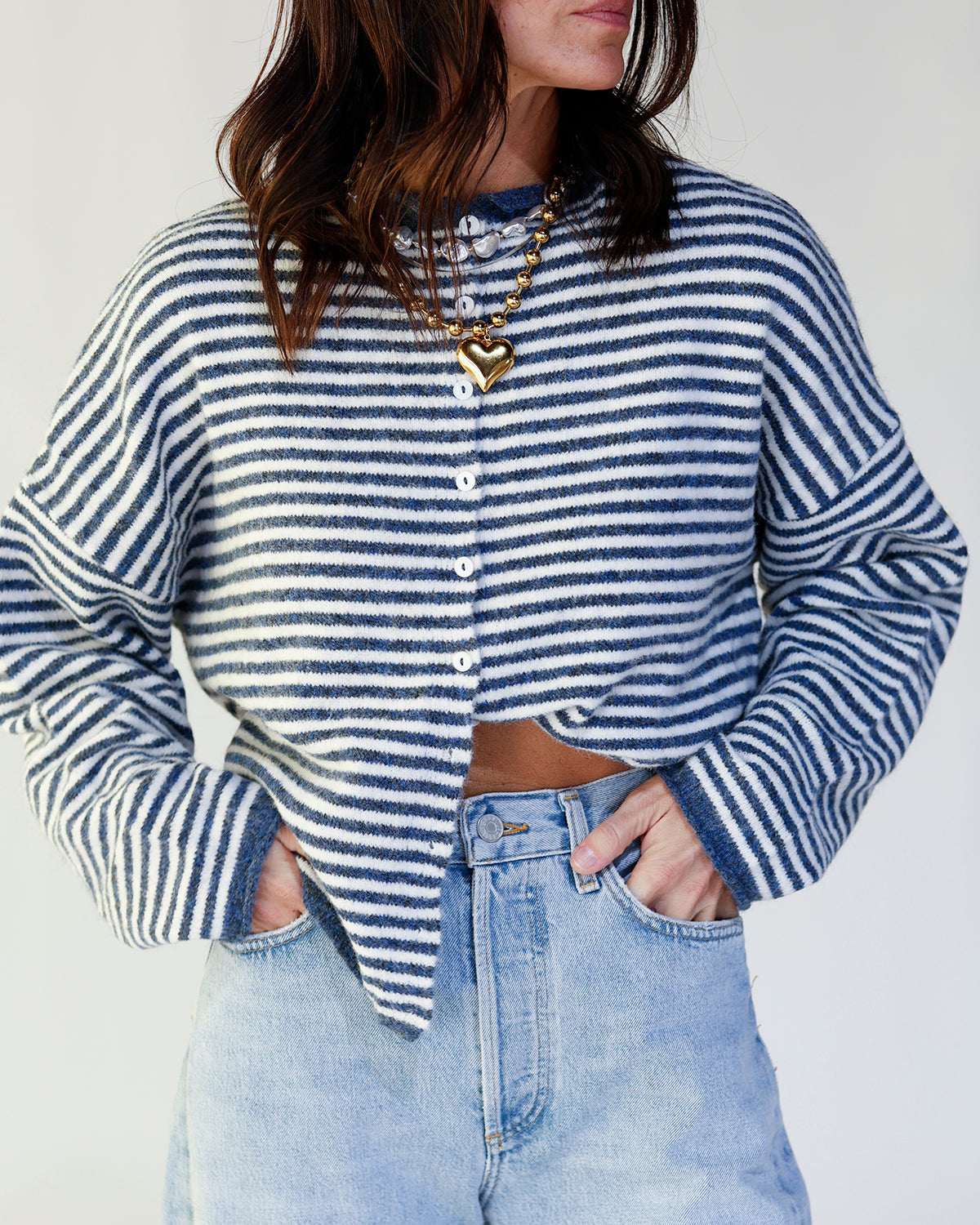 THE CULT CARDI X NAVY STRIPE