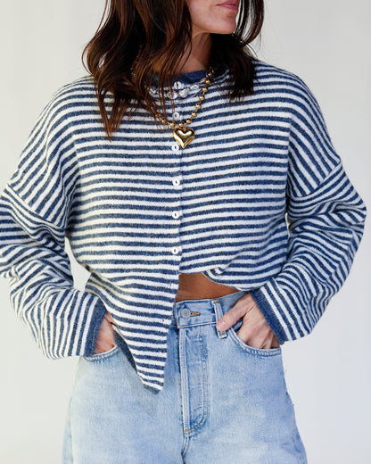 THE CULT CARDI X NAVY STRIPE