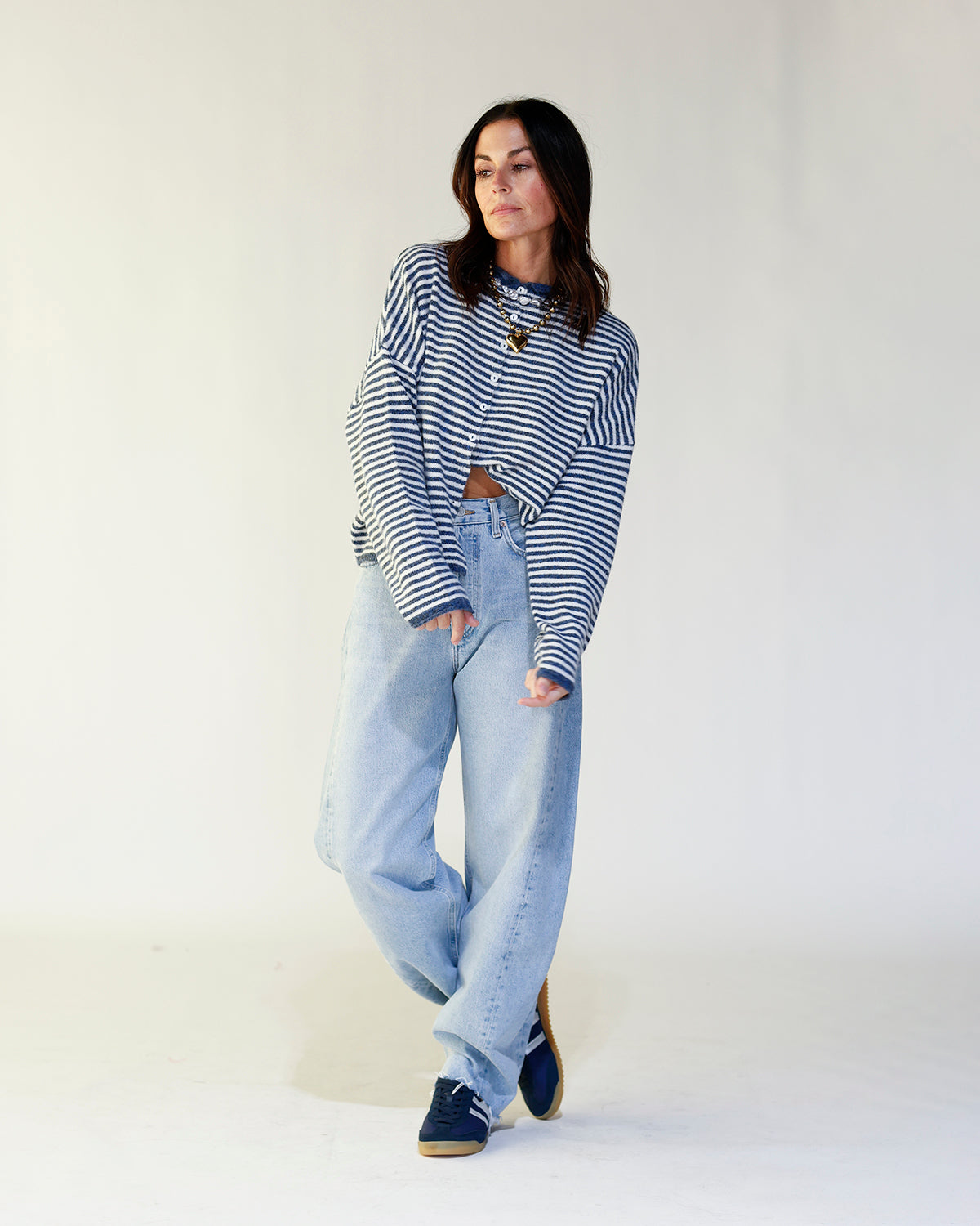 THE CULT CARDI X NAVY STRIPE