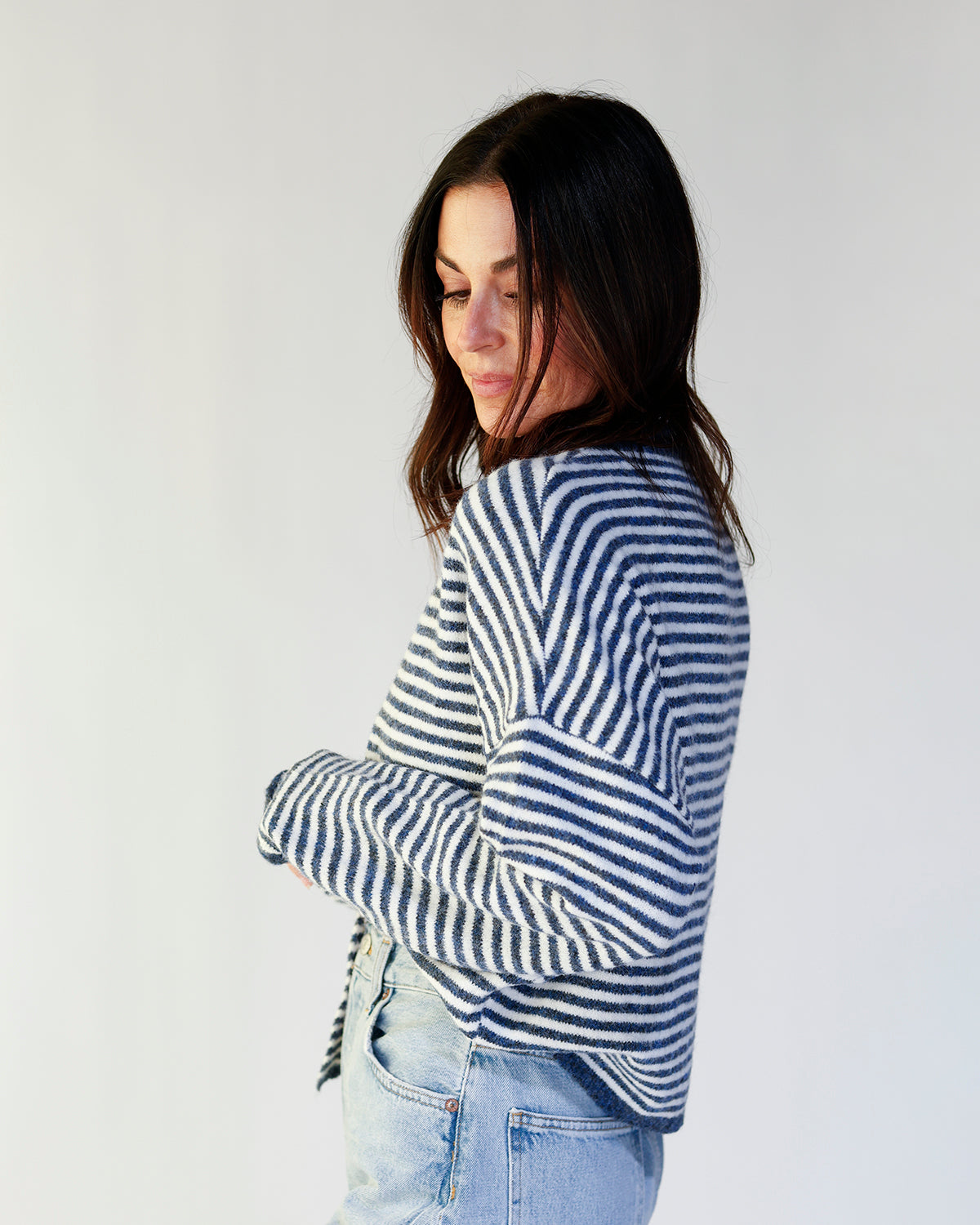 THE CULT CARDI X NAVY STRIPE