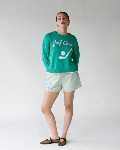 green and white striped embroidered golf emblems boxer shorts women's striped boxer shorts 