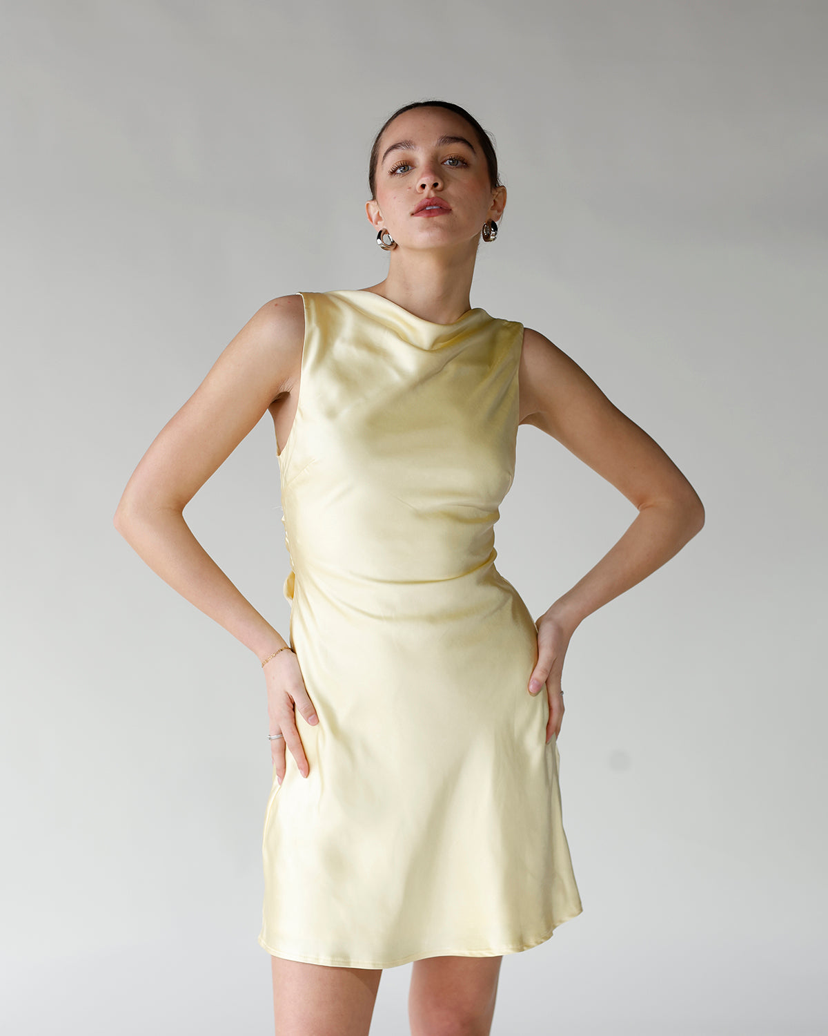 LEMON DROP BOATNECK MINI DRESS