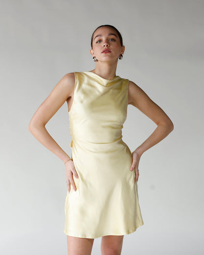 LEMON DROP BOATNECK MINI DRESS