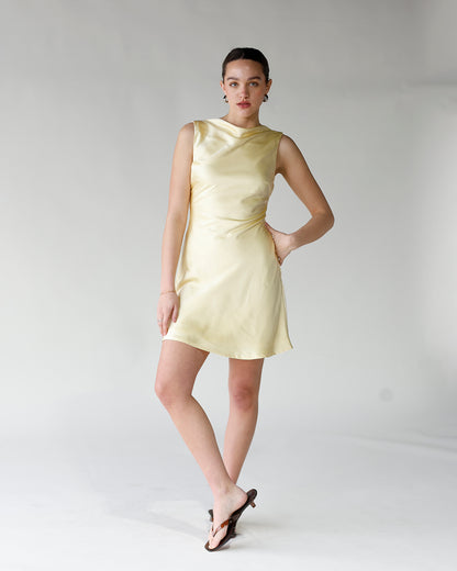 LEMON DROP BOATNECK MINI DRESS