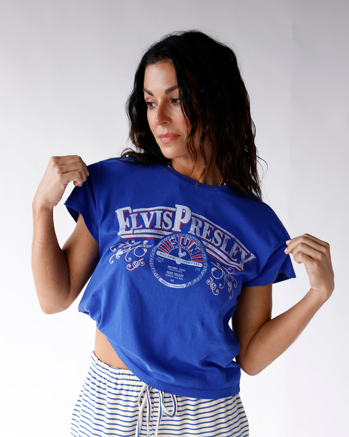 elvis presley blue graphic short sleeve tee daydreamer blue elvis presley graphic tee