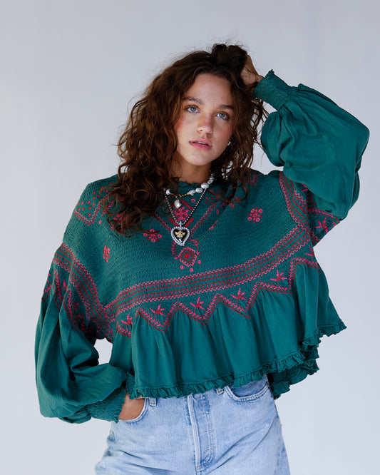 free people top holiday top embridered top easy holiday blouse 