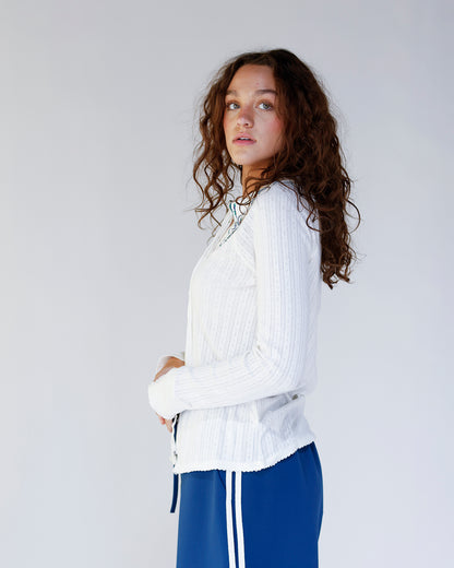 FREE PEOPLE JUNIPER LONG SLEEVE CARDI X IVORY