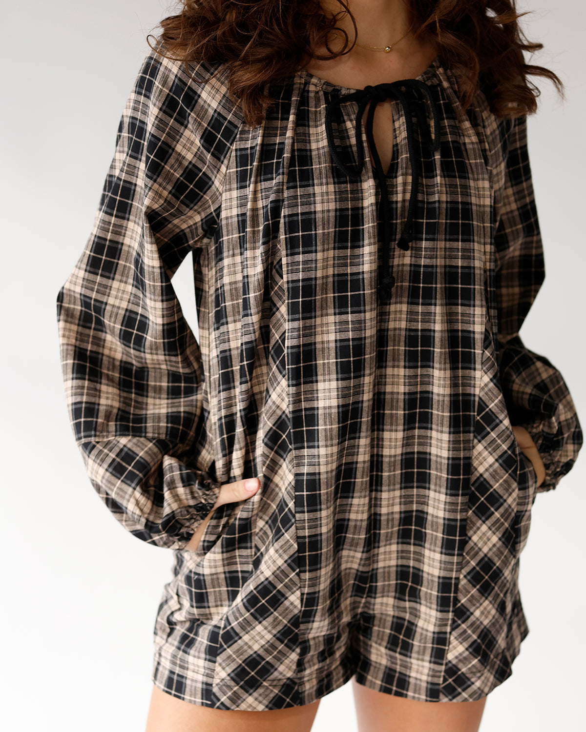 APPLE PICKIN' PLAID ROMPER