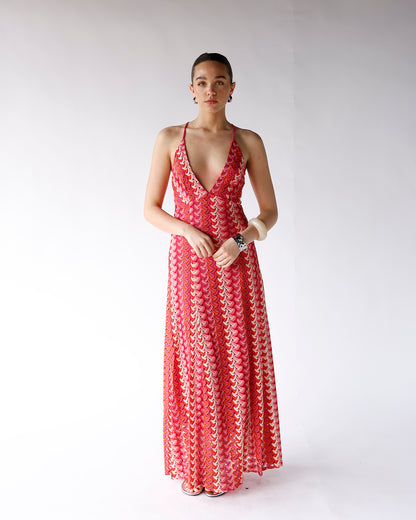 CHERRY WINE CROCHET MAXI DRESS