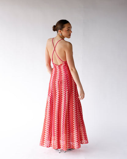 CHERRY WINE CROCHET MAXI DRESS