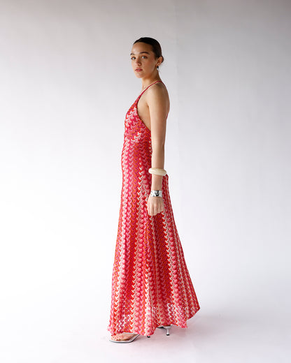 CHERRY WINE CROCHET MAXI DRESS