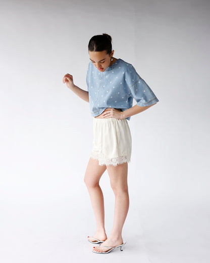 DENIM DAYDREAM POLKA DOT TOP
