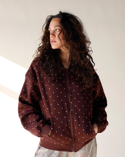 POLKA DOT CRUSH ZIP UP HOODIE