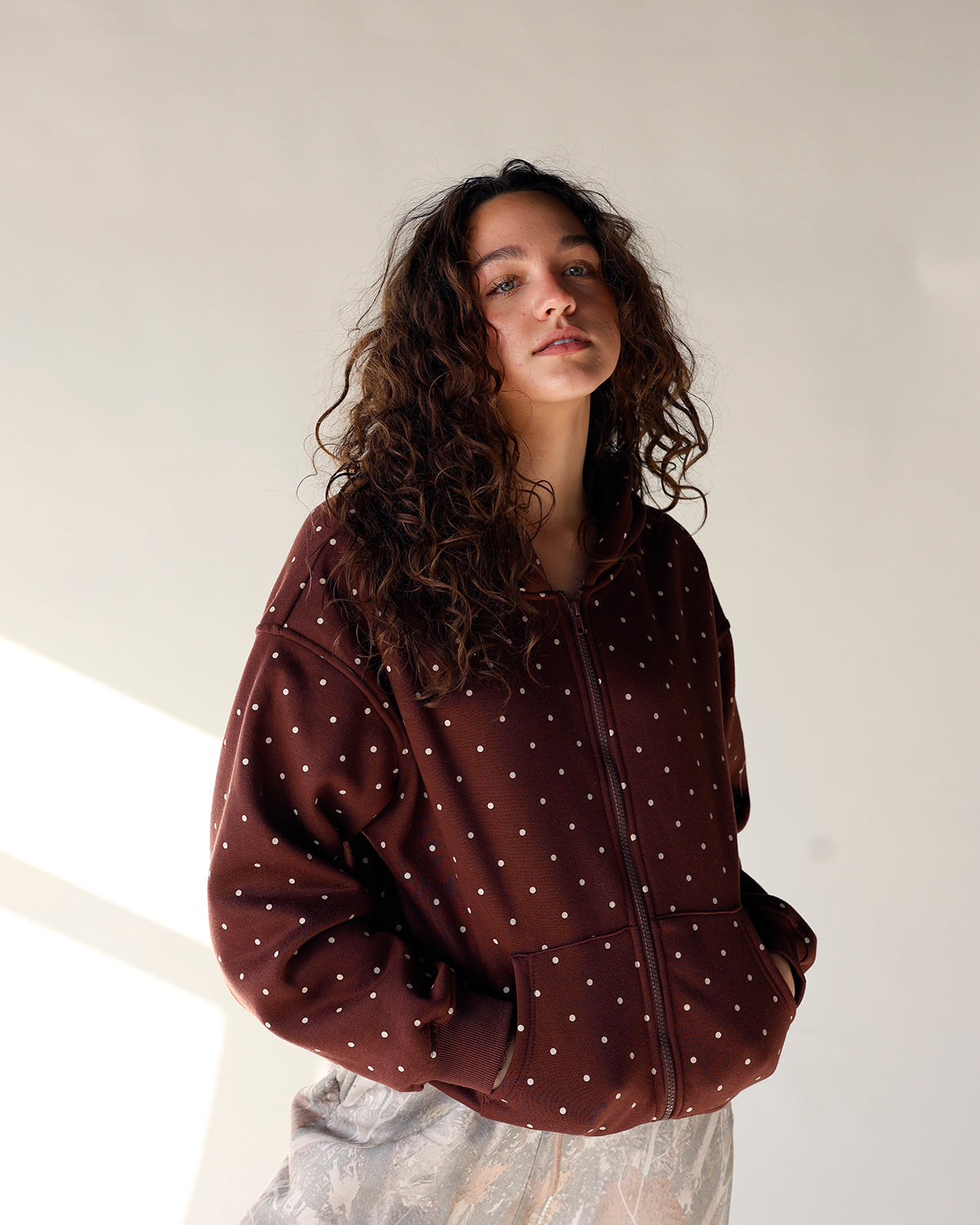 POLKA DOT CRUSH ZIP UP HOODIE