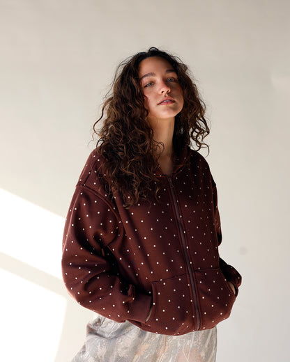 POLKA DOT CRUSH ZIP UP HOODIE