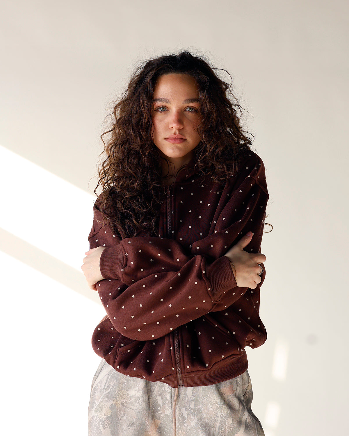 POLKA DOT CRUSH ZIP UP HOODIE