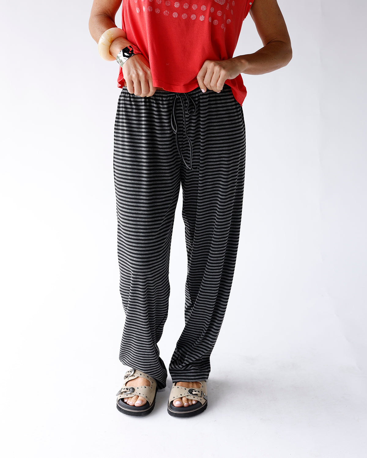 SHADOW STRIPED WIDE LEG PANTS