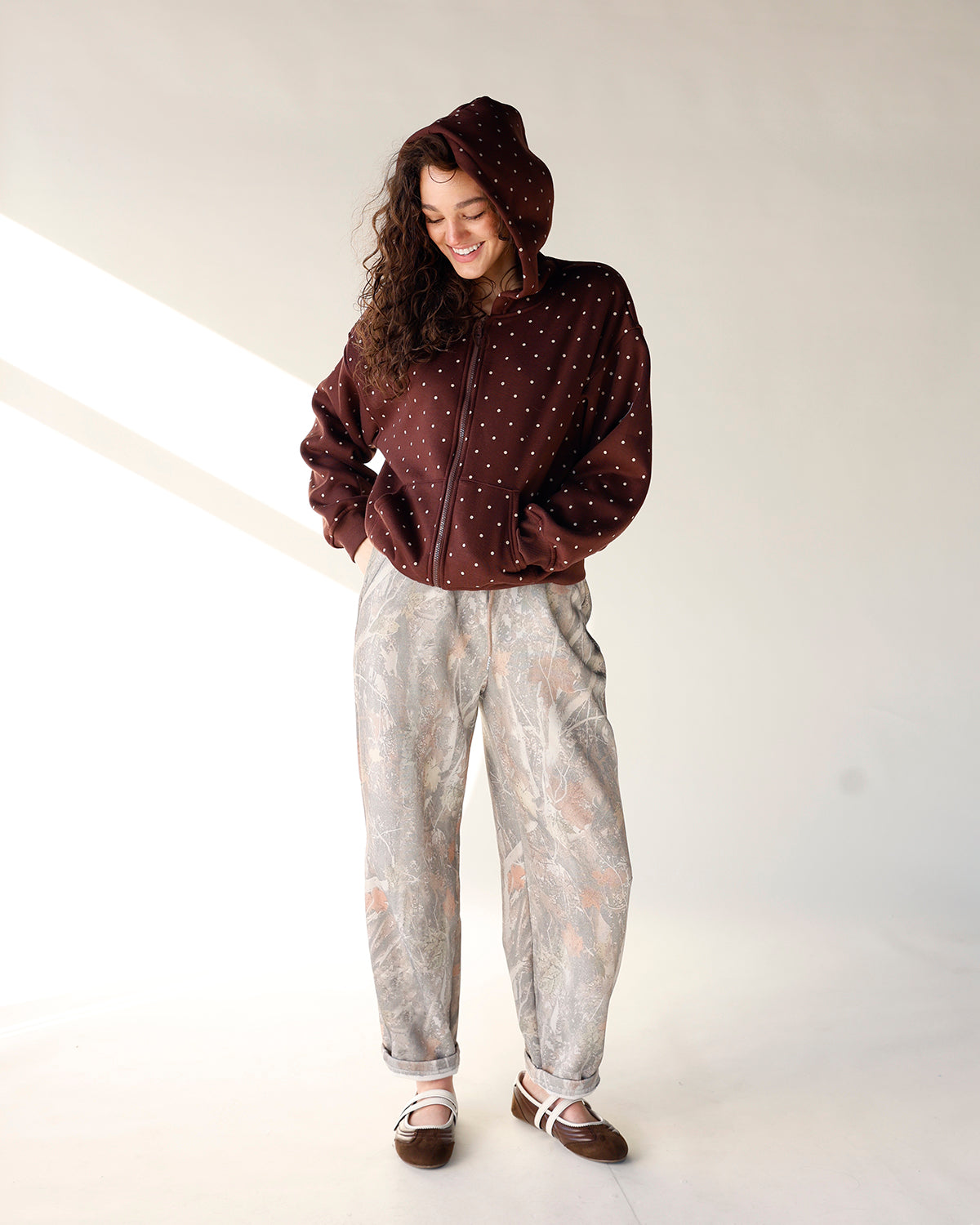 POLKA DOT CRUSH ZIP UP HOODIE