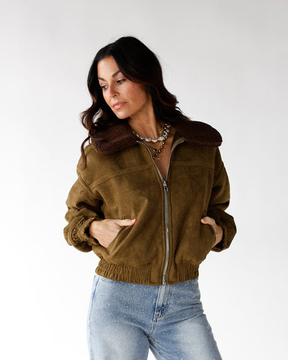 CHARLIE TEDDY LINED BOMBER JACKET