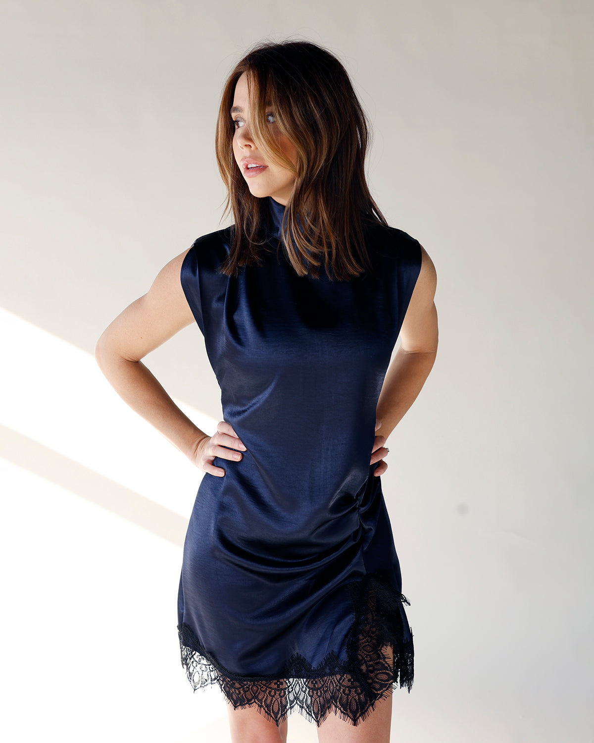 SWEET OBSESSION LACE TRIM MINI DRESS