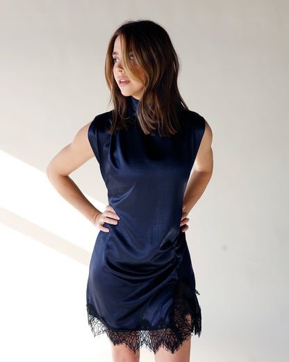 SWEET OBSESSION LACE TRIM MINI DRESS