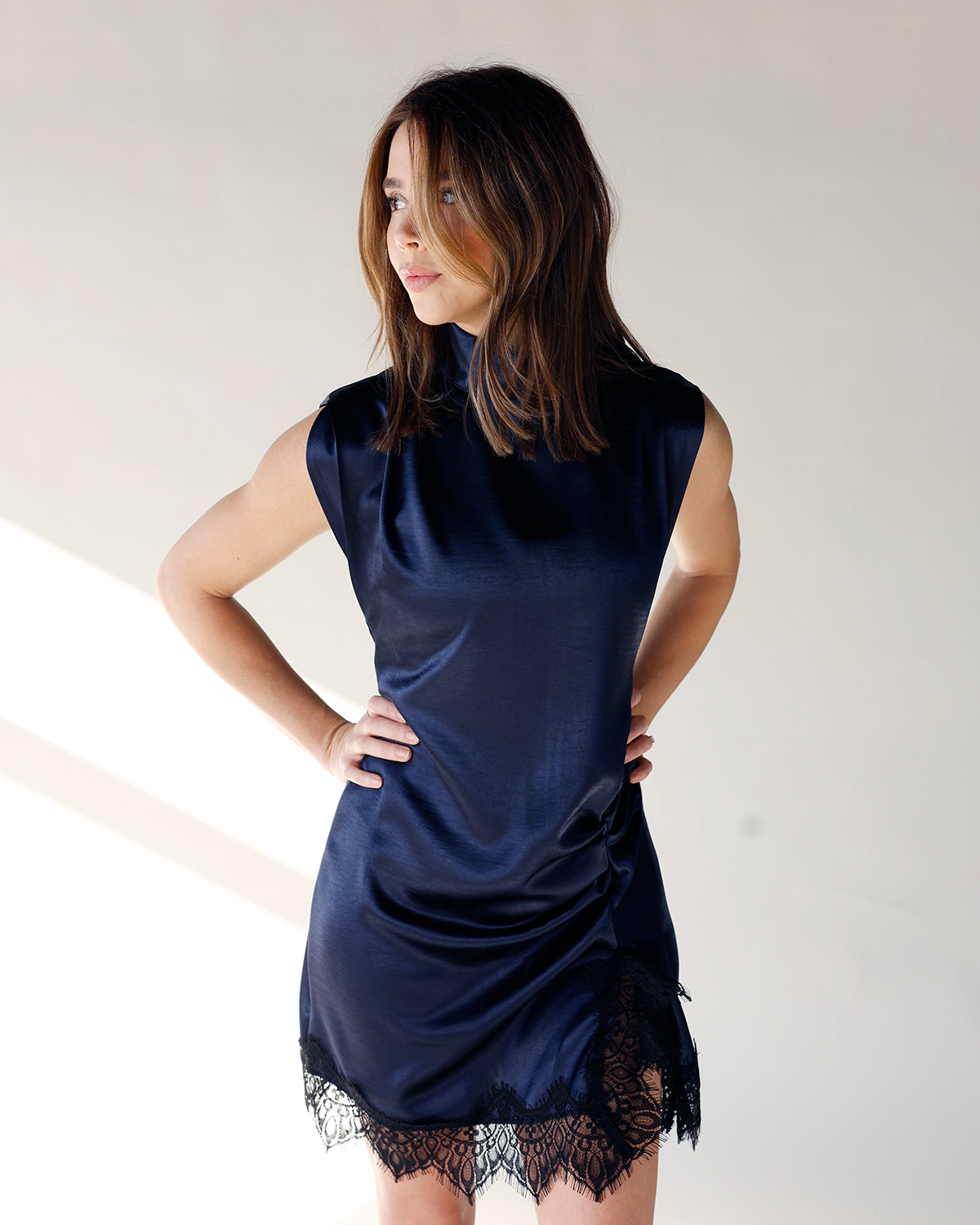 SWEET OBSESSION LACE TRIM MINI DRESS