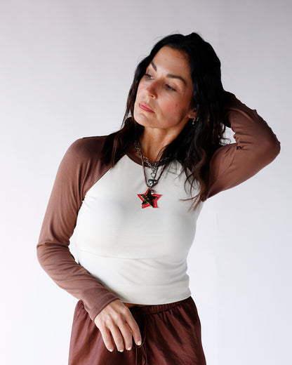STARLIGHT RAGLAN TOP X BROWN