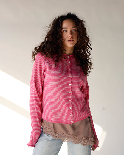 THE CULT CARDI X PINK STRIPE