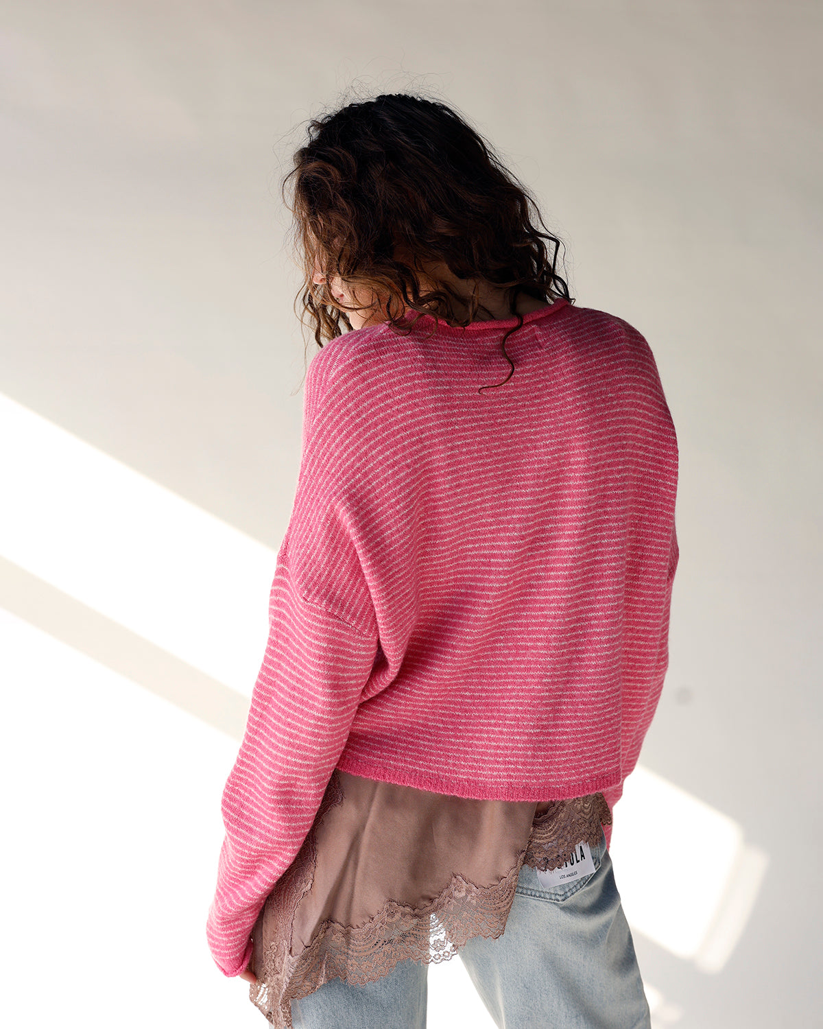 THE CULT CARDI X PINK STRIPE