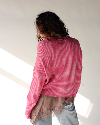 THE CULT CARDI X PINK STRIPE