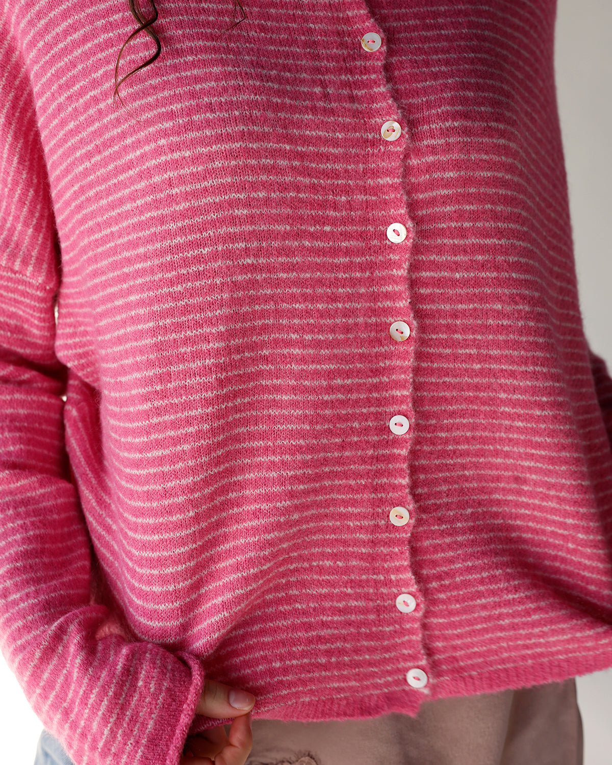 THE CULT CARDI X PINK STRIPE