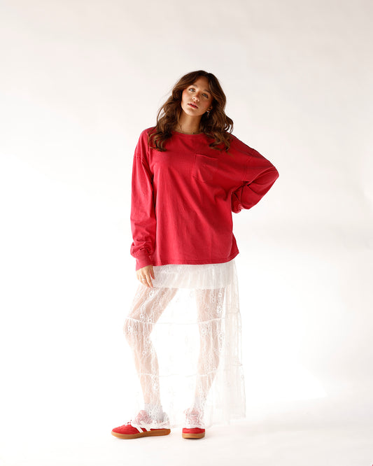 casual long sleeve top easy outfit effortless comfy everyday top winter outfit inspo