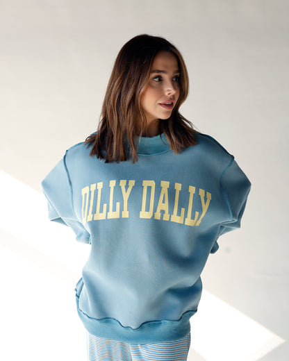 DILLY DALLY MOCK NECK SWEATSHIRT X BLUE