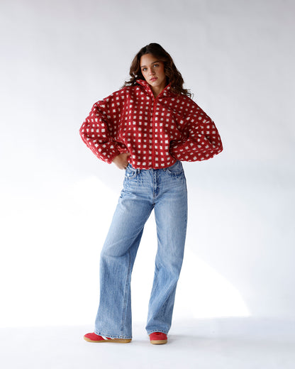 CABIN DAY GINGHAM SHERPA JACKET