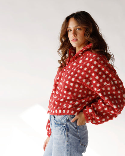 CABIN DAY GINGHAM SHERPA JACKET