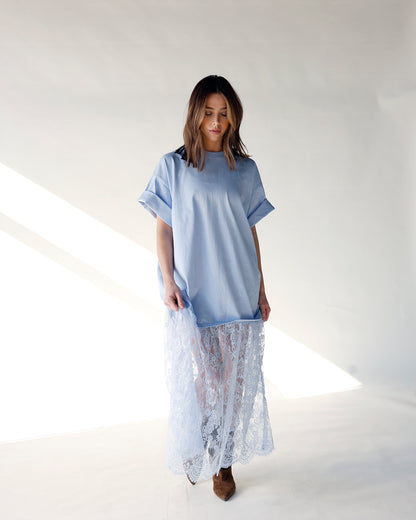 HIP BABY BLUE MUSE SHEER LACE MAXI DRESS