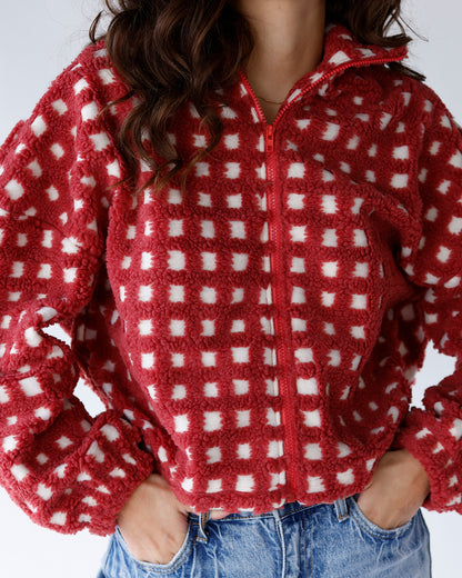 CABIN DAY GINGHAM SHERPA JACKET