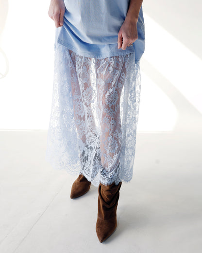 HIP BABY BLUE MUSE SHEER LACE MAXI DRESS