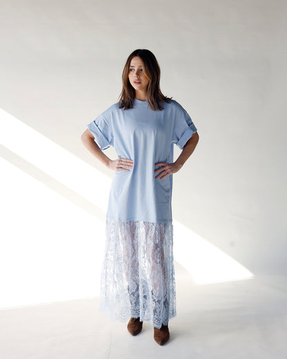 HIP BABY BLUE MUSE SHEER LACE MAXI DRESS