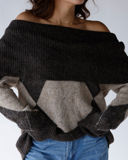 WINTER CHARM ARGYLE SWEATER