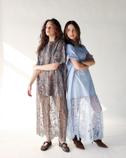 HIP BABY BLUE MUSE SHEER LACE MAXI DRESS