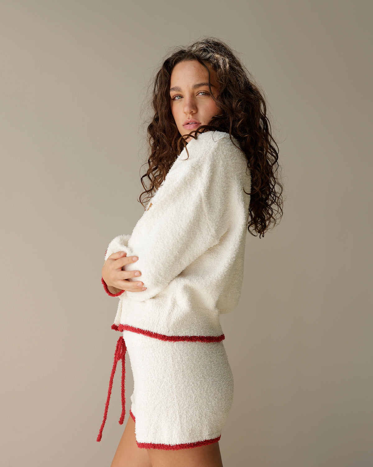 GINGERBREAD FUZZY WUZZY IVORY SLEEP CARDI
